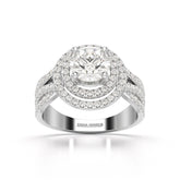 2.15 CT Round Cut Layered Halo Lab Diamond Ring